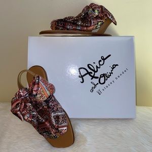 💗 Alice + Olivia Caliea Printed Wrap Sandals, Size 6 Brown